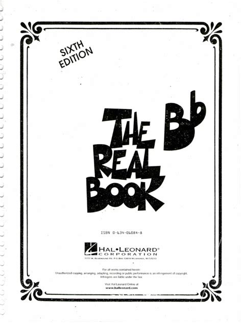 Volume 1 en C - pdf (50MB) Volume 1 en Eb - pdf (56MB) Volume 1 en Bb - pdf (59MB) Vol 1 en clef de fa - pdf (28 MB) Index des thmes du Real Book (Fifh. . The real book bb 6th edition pdf